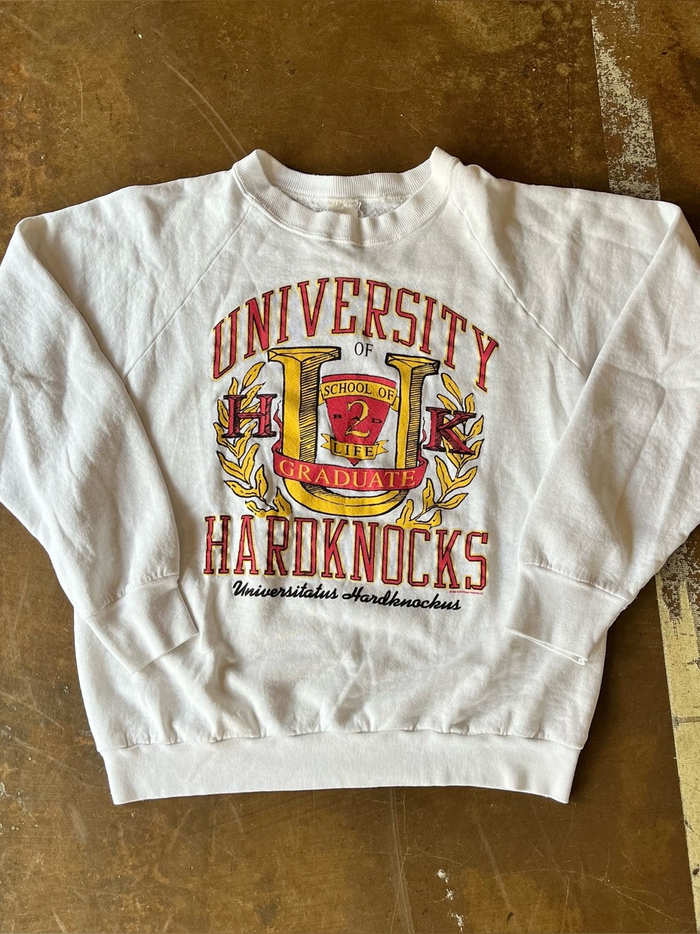 Vintage 1980s School of Hard Knocks Parody Graphic Sweatshirt Rivertown Trading
